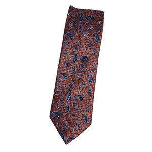 NWT CRÉMIEUX Men's 100% Silk Necktie LUXURY Tie Orange Paisley W:3.2"